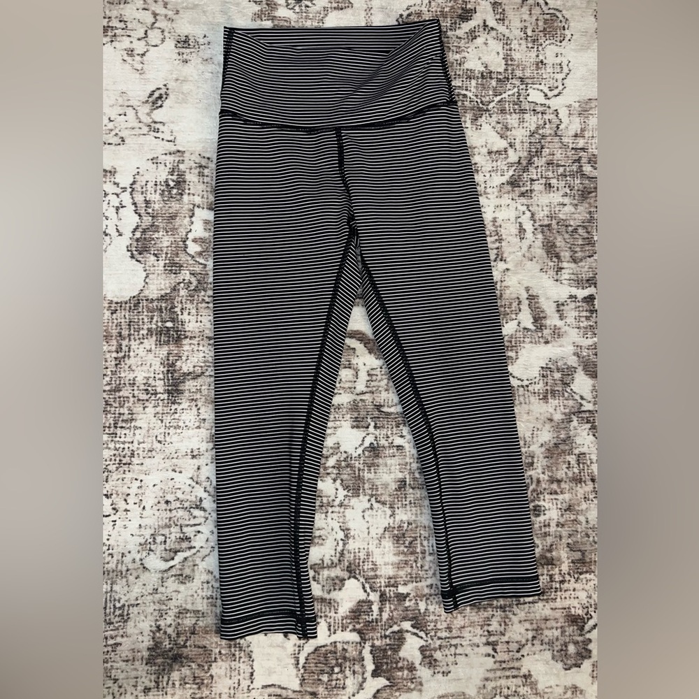 lululemon athletica Black and White Striped Leggings